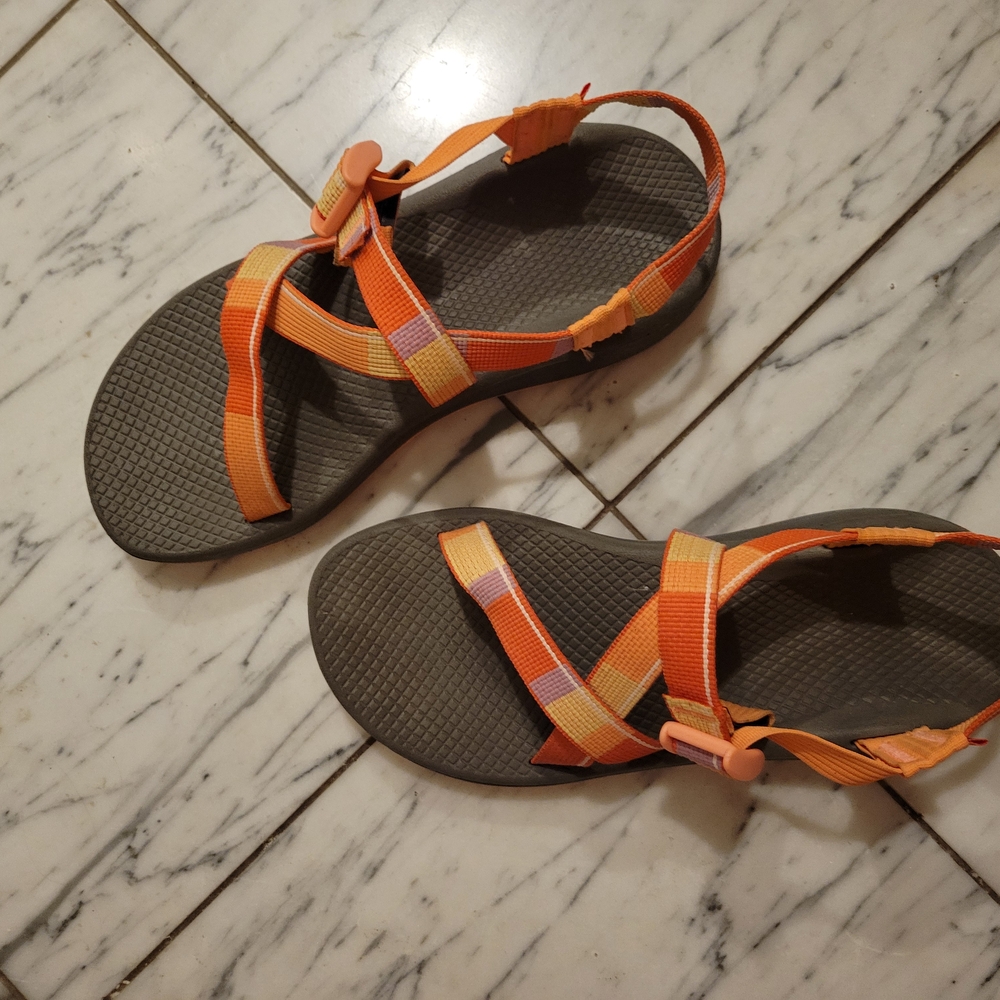 Chaco Orange and Yellow Strappy Sandals